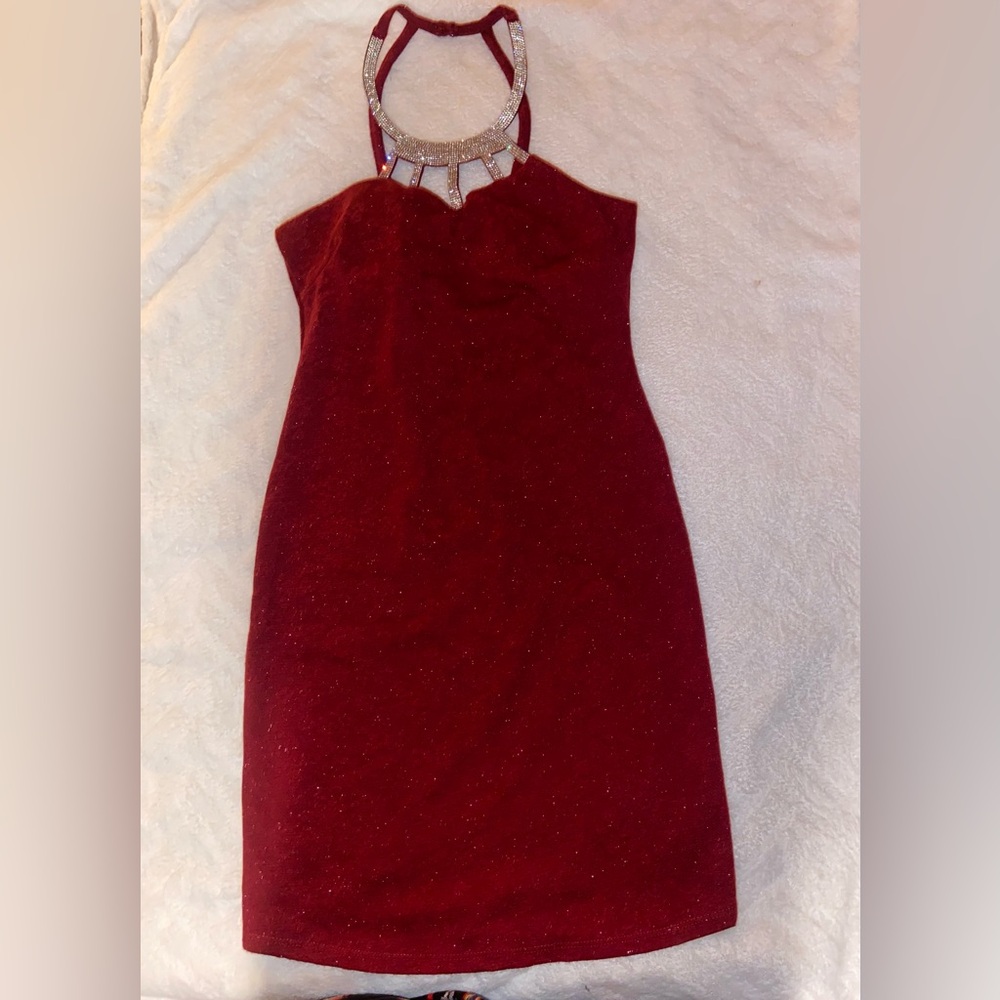 Burgundy Halter Bodycon Dress